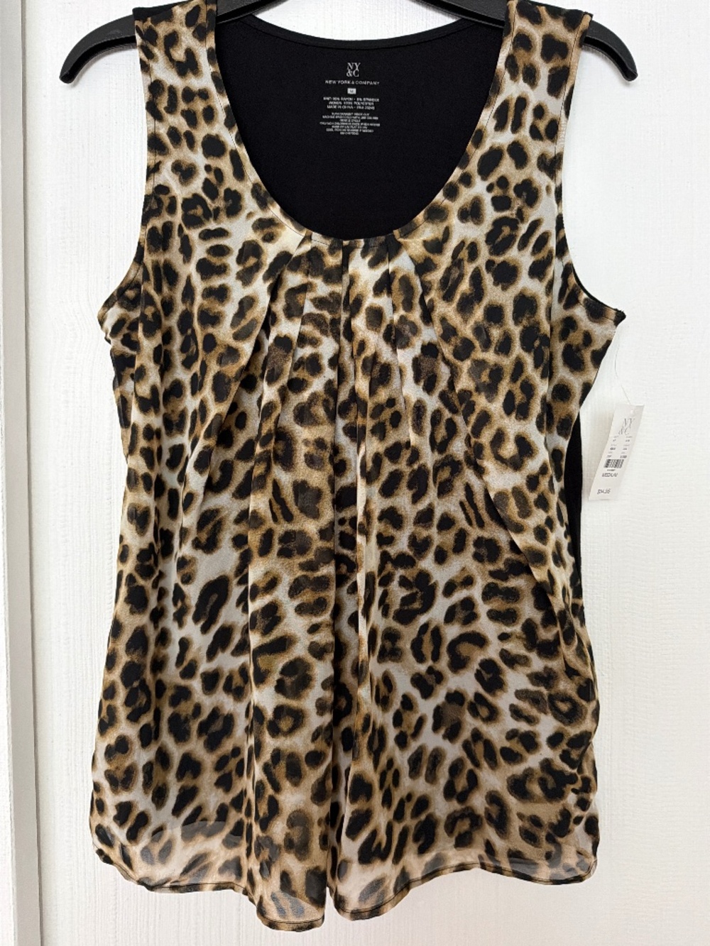 New York & Company Leopard Print Pleated Tank Top Size Medium NWT